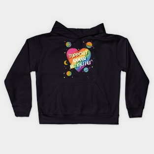 Support queer businesses vintage distressed design with planets Kids Hoodie